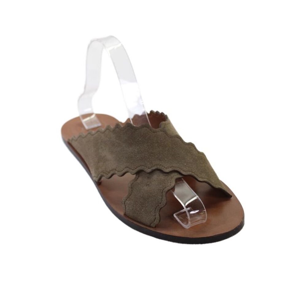 Chloe Womens Suede Cross Strap Lauren Slide On Sandals Brown Size 40 10